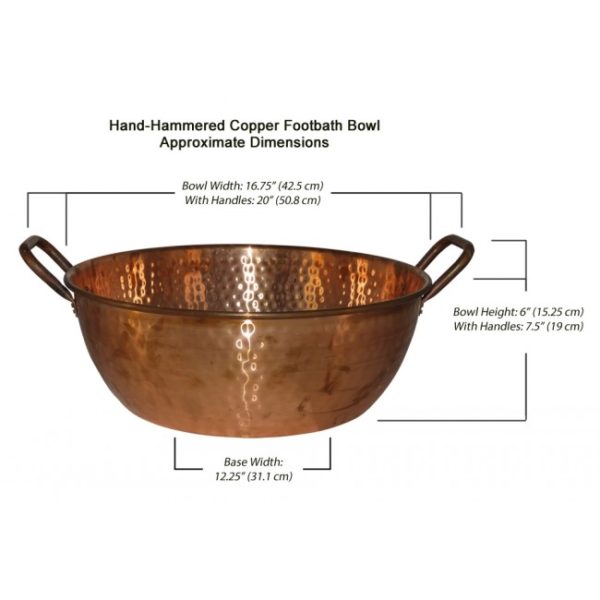 Water By Omica Hand-Hammered Natural Copper Foot Bath Soak Bowl Dimensions