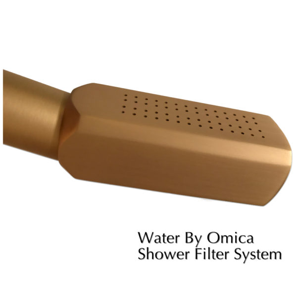 Water By Omica Brass Angled Shower Head Replacement Close Up Detail 2