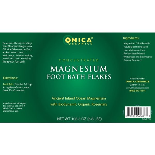 Water By Omica Natural Magnesium Flakes Organic Rosemary Foot Bath Soak Label