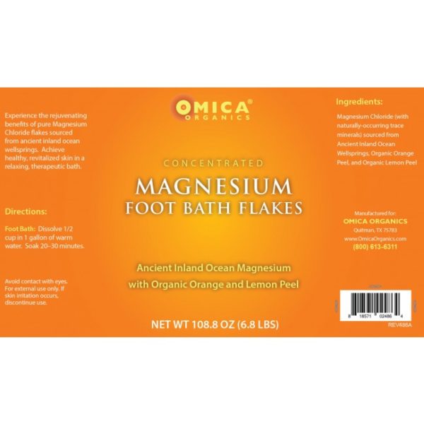 Water By Omica Natural Magnesium Flakes Organic Orange Lemon Peel Foot Bath Soak Label