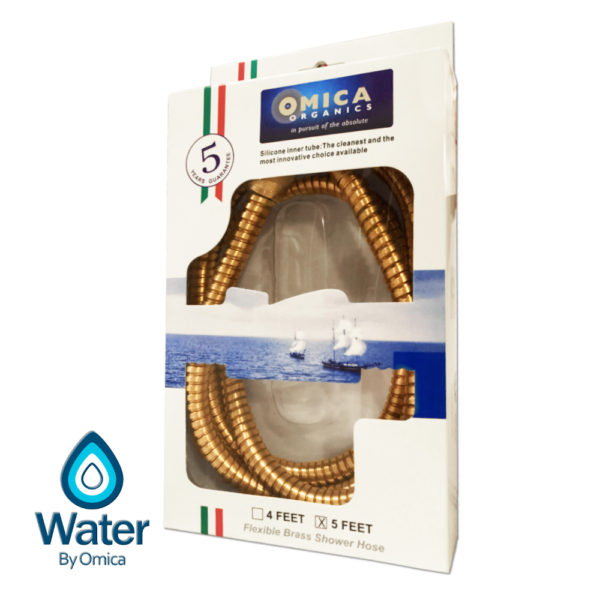Water By Omica Solid Brass Flexible Vortex Shower Hose, Natural Finish, PVC-Free Silicone Lining, Corrosion Resistant v2