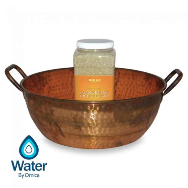 Water By Omica Hand-Hammered Natural Copper Foot Bath Bowl Magnesium Flakes Soak v2