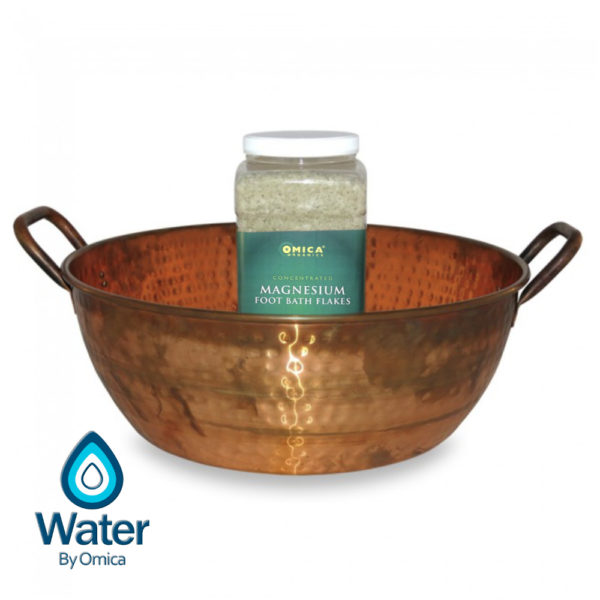 Water By Omica Hand-Hammered Natural Copper Foot Bath Bowl Magnesium Rosemary Flakes Soak v2