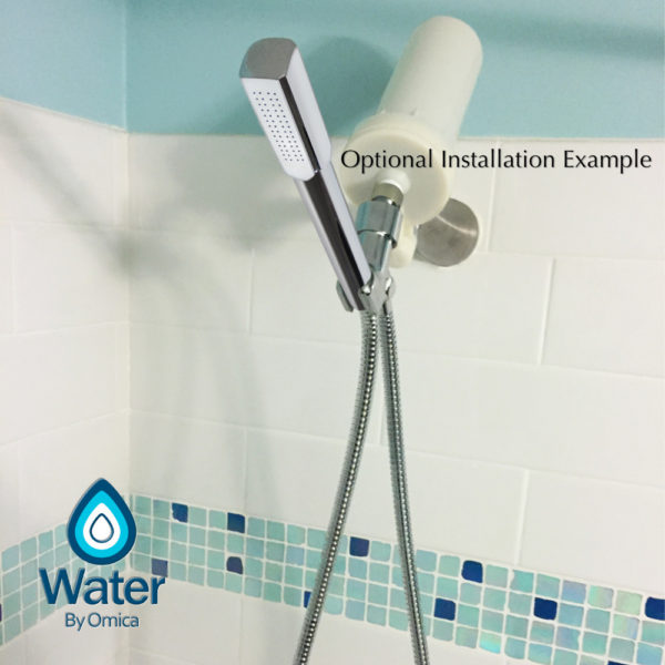 Water By Omica Solid Brass Chrome Finish Handheld Complete Shower Filter System Installation, Showerhead, Wall Mount, Hose v2